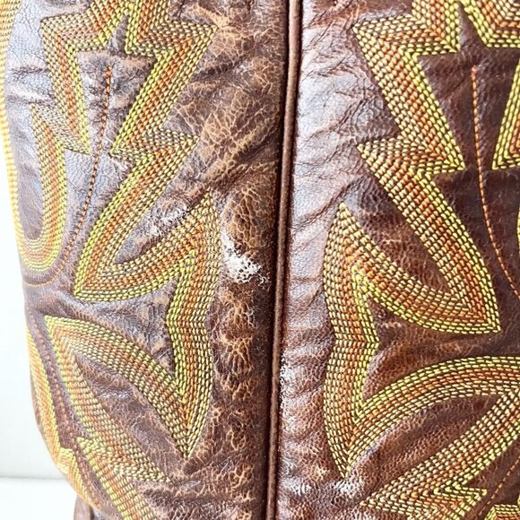 Rod Patrick Mens Cowboy Boots 13AA Perro Loco Brown Leather Western Square Toe - Picture 3 of 13